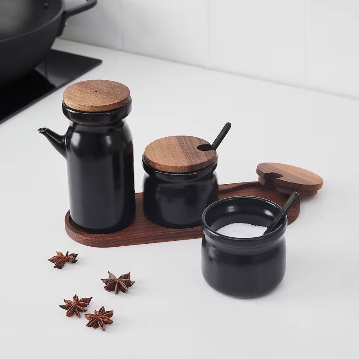 Huldhet Spice Jar With Tray Set of 3
