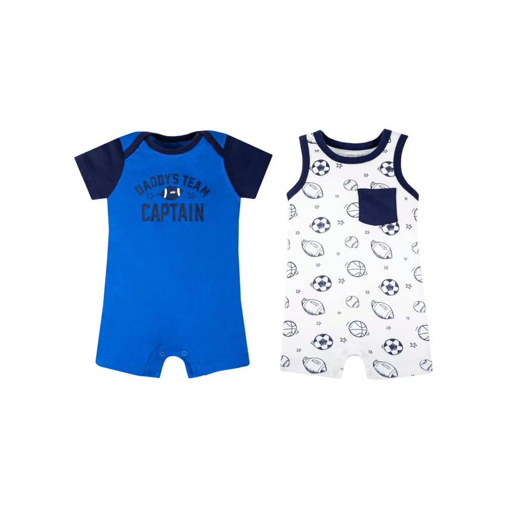 Little Star Organic Baby Boy 2 Pk Rompers