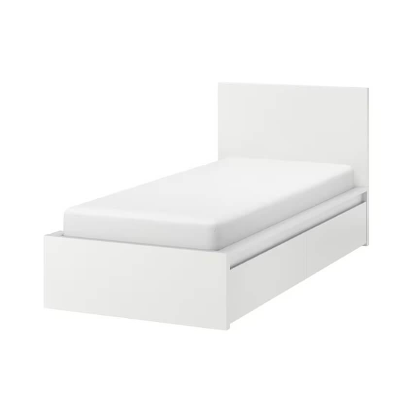 Malm High Bed Frame/2 Storage Boxes