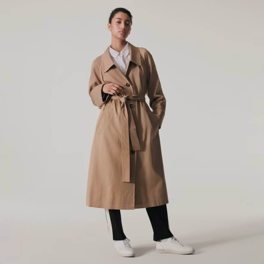 The Gathered Drape Trench Long Jacket