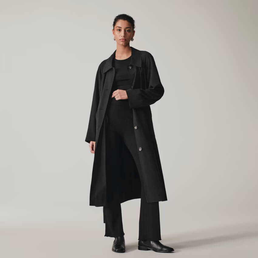 The Gathered Drape Trench Long Jacket