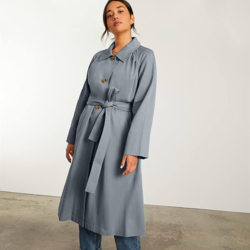 The Gathered Drape Trench Long Jacket