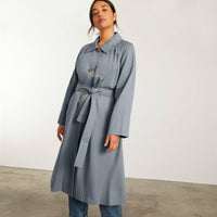 The Gathered Drape Trench Long Jacket