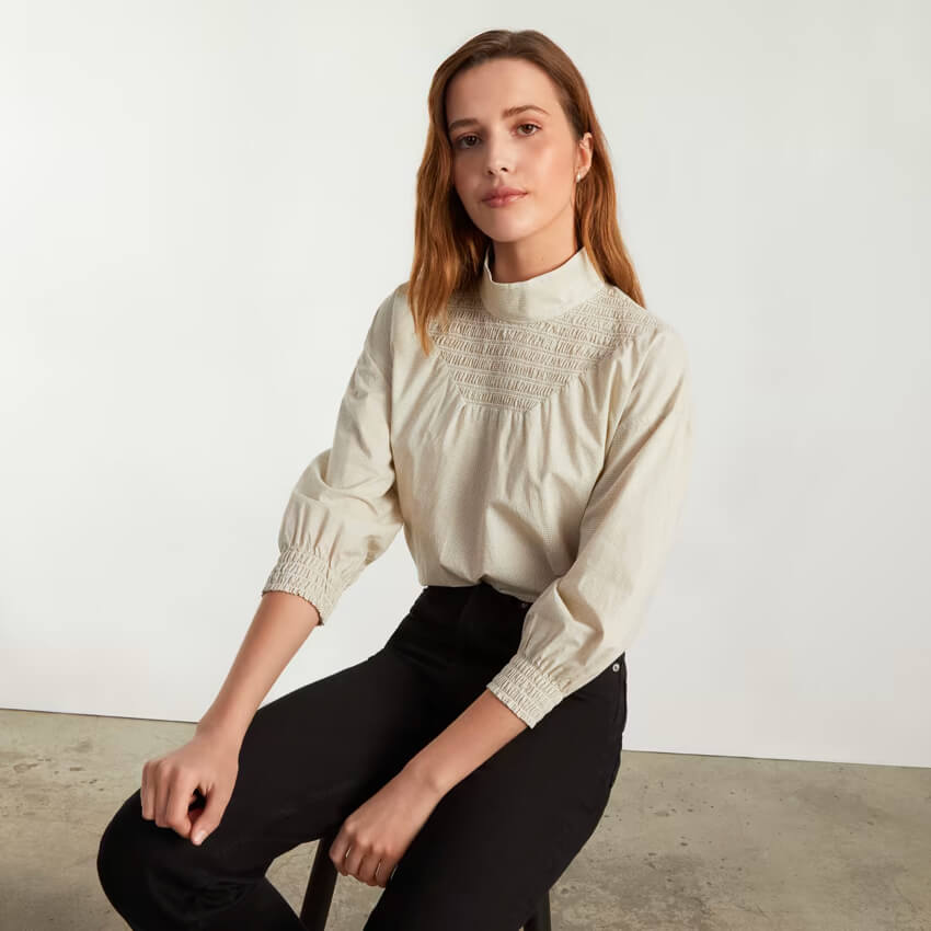 The Funnel-Neck Smock Top Shirt