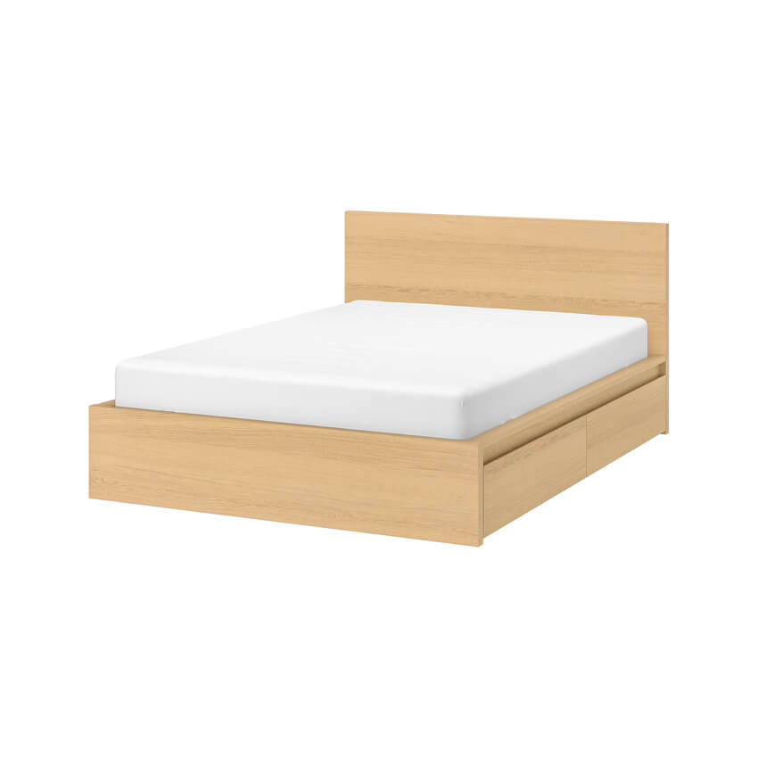 Malm High Bed Frame/4 Storage Boxes