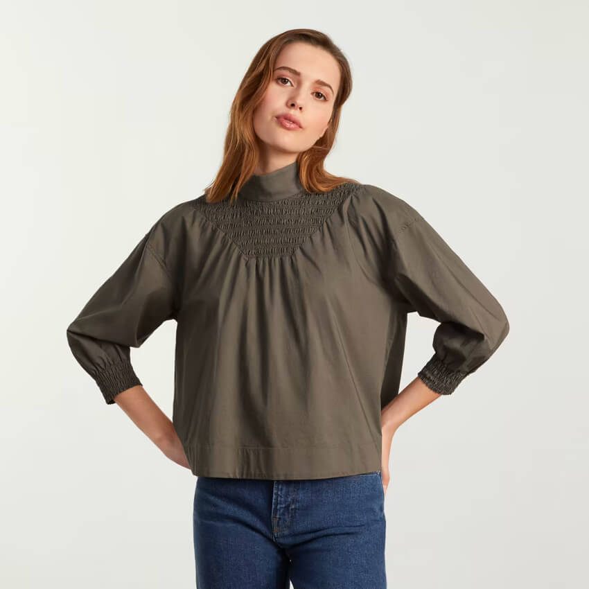 The Funnel-Neck Smock Top Shirt