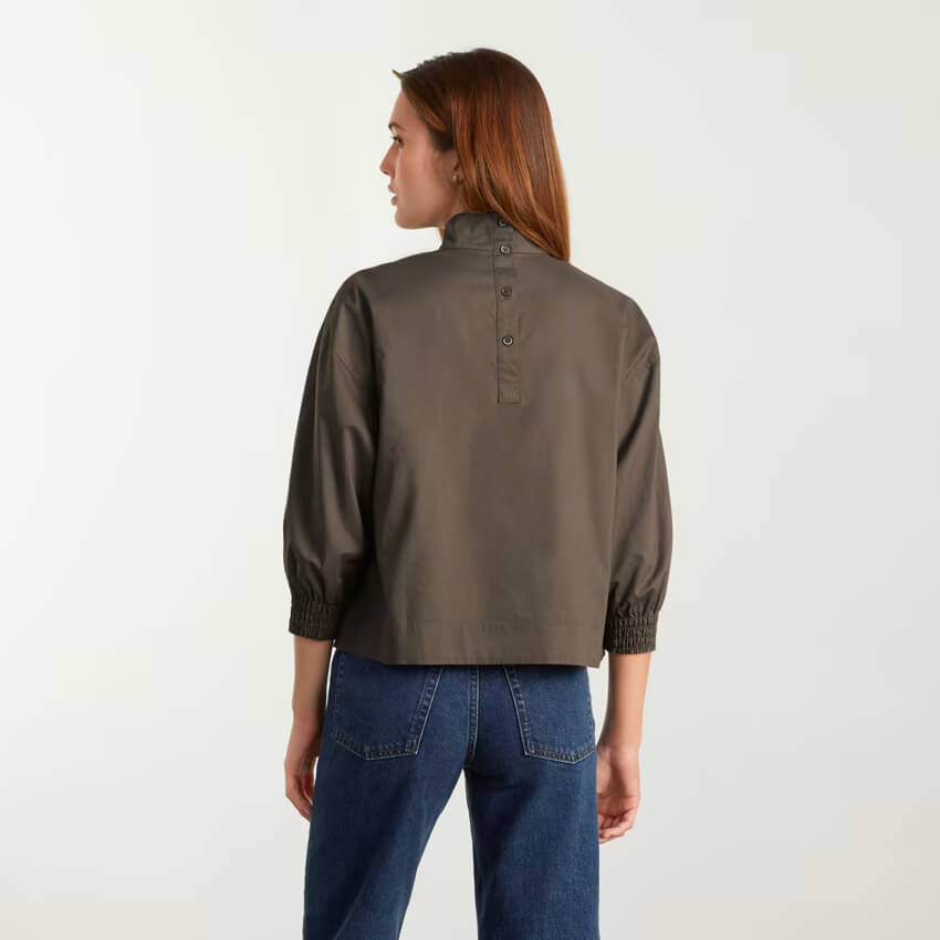 The Funnel-Neck Smock Top Shirt